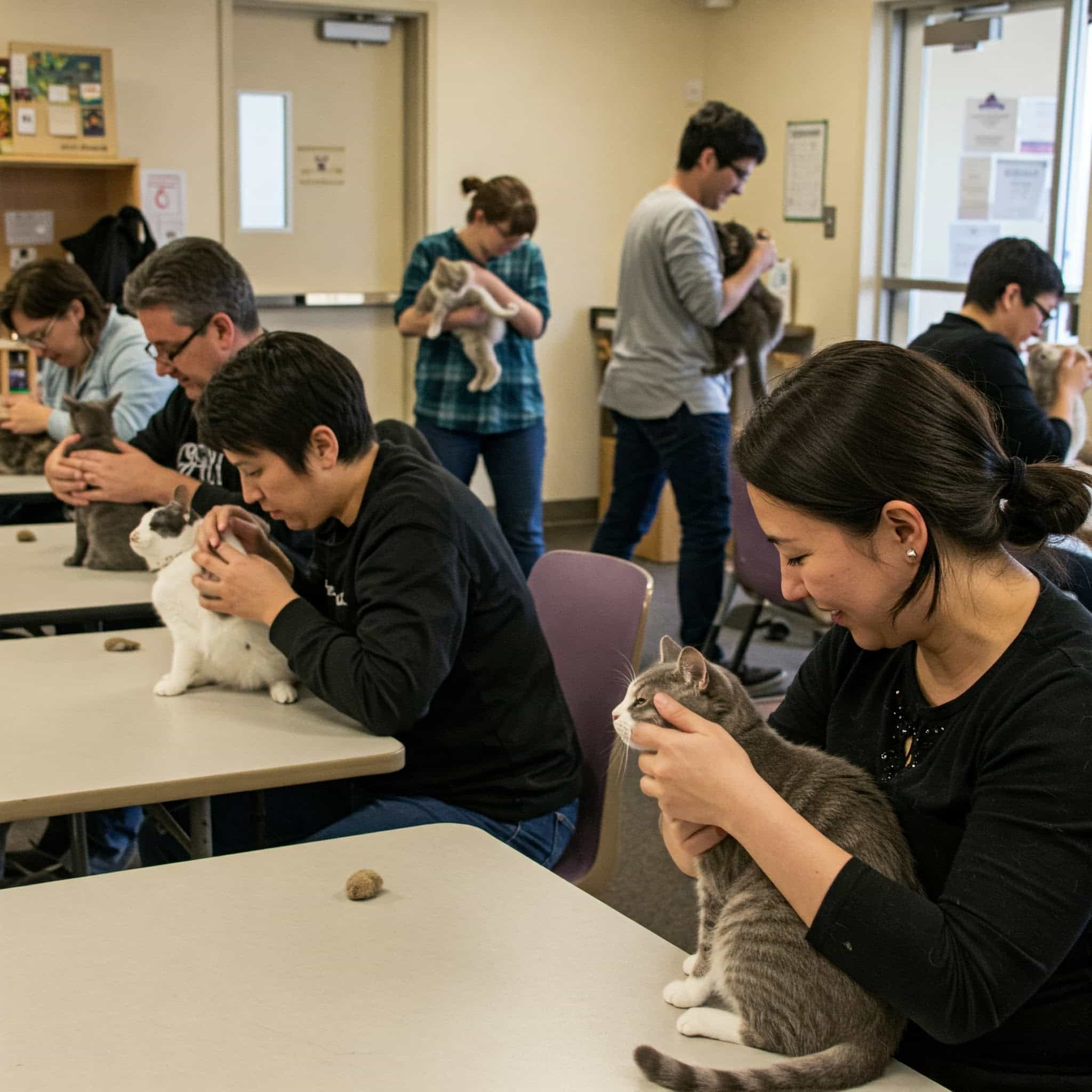 Gato curioso entre libros.